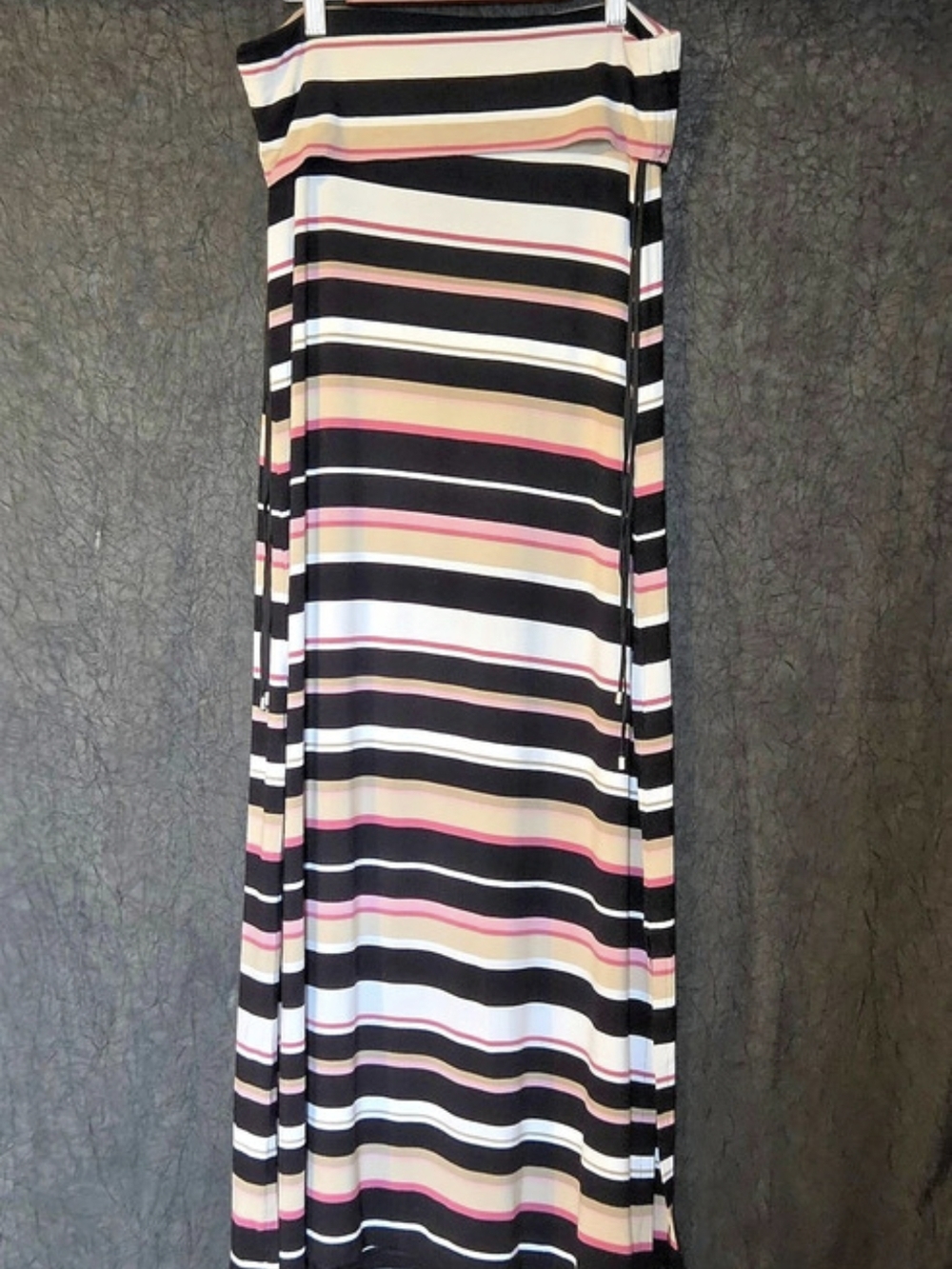 White House Black Market Striped maxi Skirt In Black & Pink Size Medium